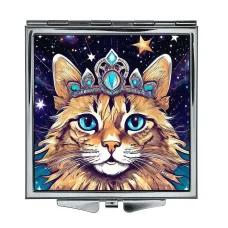 Складное зеркало квадратное Кошка диадема ZER2-1045