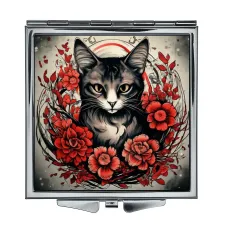 Складное зеркало квадратное Кот в цветах ZER2-1047