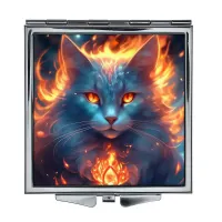 Складное зеркало квадратное Кот пламя ZER2-1048
