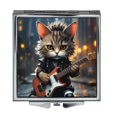 Складное зеркало квадратное Кот с гитарой ZER2-1050