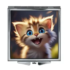 Складное зеркало квадратное Радостный котенок ZER2-1051