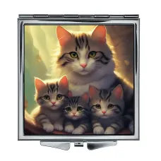 Складное зеркало квадратное Кошачья семья ZER2-1052