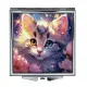 Складное зеркало квадратное Котенок с розами ZER2-1054