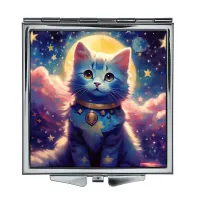 Складное зеркало квадратное Кошка на фоне ночного неба ZER2-1056