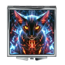 Складное зеркало квадратное Молниевый кот ZER2-1059