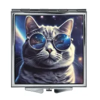 Складное зеркало квадратное Британский кот в очках ZER2-1061