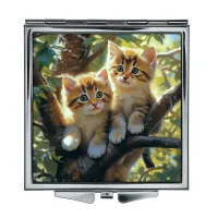 Складное зеркало квадратное Котята на дереве ZER2-1066