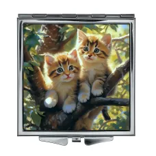 Складное зеркало квадратное Котята на дереве ZER2-1066