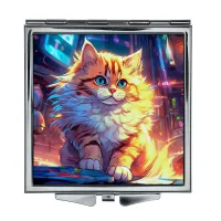 Складное зеркало квадратное Кошка в городе ZER2-1067