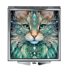 Складное зеркало квадратное Кошка иллюстрация ZER2-1071