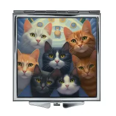 Складное зеркало квадратное Коты ZER2-1072