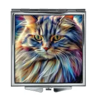 Складное зеркало квадратное Длинношерстный кот ZER2-1074