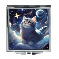 Складное зеркало квадратное Кот космос ZER2-1082