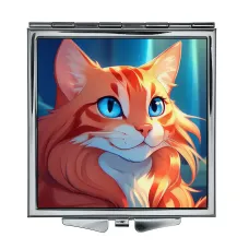 Складное зеркало квадратное Рыжая кошка ZER2-1083