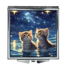 Складное зеркало квадратное Котята в воде ZER2-1090