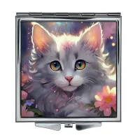 Складное зеркало квадратное Молодая кошка ZER2-1092