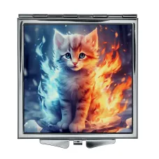 Складное зеркало квадратное Котенок лед и пламя ZER2-1094
