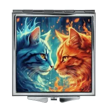 Складное зеркало квадратное Кот и кошка ZER2-1098