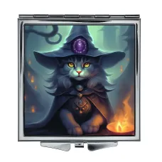 Складное зеркало квадратное Кошка волшебница ZER2-1099