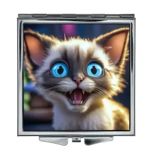 Складное зеркало квадратное Морда котенка ZER2-1107