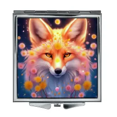 Складное зеркало квадратное Лиса и цветы ZER2-1121