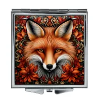 Складное зеркало квадратное Лиса рисунок ZER2-1123