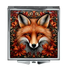 Складное зеркало квадратное Лиса рисунок ZER2-1123