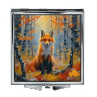 Складное зеркало квадратное Лиса осенний лес ZER2-1127