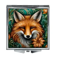 Складное зеркало квадратное Лис сюрреализм ZER2-1128