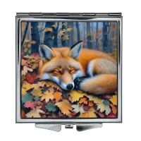 Складное зеркало квадратное Лиса в осеннем лесу ZER2-1134