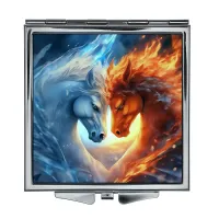 Складное зеркало квадратное Лошади лед и пламя ZER2-1149