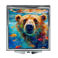 Складное зеркало квадратное Медведь на охоте ZER2-1154