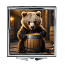 Складное зеркало квадратное Медвежонок и мед ZER2-1158