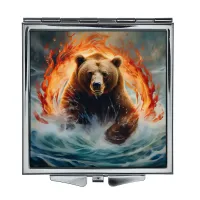 Складное зеркало квадратное Медведь природные стихии ZER2-1159