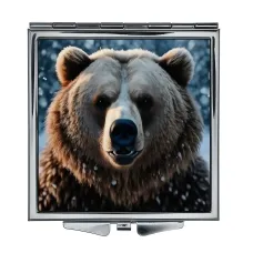 Складное зеркало квадратное Медведь портрет ZER2-1162