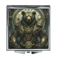 Складное зеркало квадратное Медведь стимпанк ZER2-1165