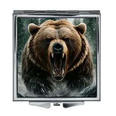 Складное зеркало квадратное Рык медведя ZER2-1166