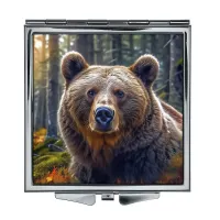 Складное зеркало квадратное Медведь в лесу ZER2-1167