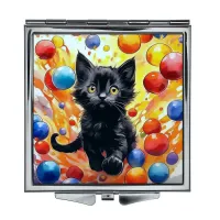 Складное зеркало квадратное Котенок праздник ZER2-1178