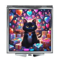 Складное зеркало квадратное Кот праздник ZER2-1181