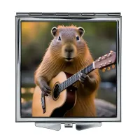 Складное зеркало квадратное Капибара с гитарой ZER2-1197