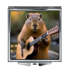 Складное зеркало квадратное Капибара с гитарой ZER2-1197