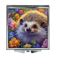 Складное зеркало квадратное Ёж и цветы ZER2-1212