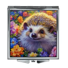 Складное зеркало квадратное Ёж и цветы ZER2-1212