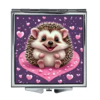 Складное зеркало квадратное Ёж любовь ZER2-1226