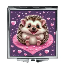 Складное зеркало квадратное Ёж любовь ZER2-1226