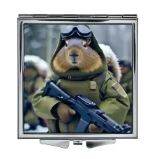 Складное зеркало квадратное Капибара милитари ZER2-1227