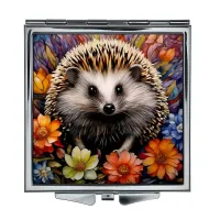 Складное зеркало квадратное Ёж в цветах ZER2-1231