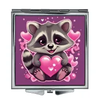 Складное зеркало квадратное Енот любовь ZER2-1232