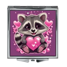 Складное зеркало квадратное Енот любовь ZER2-1232